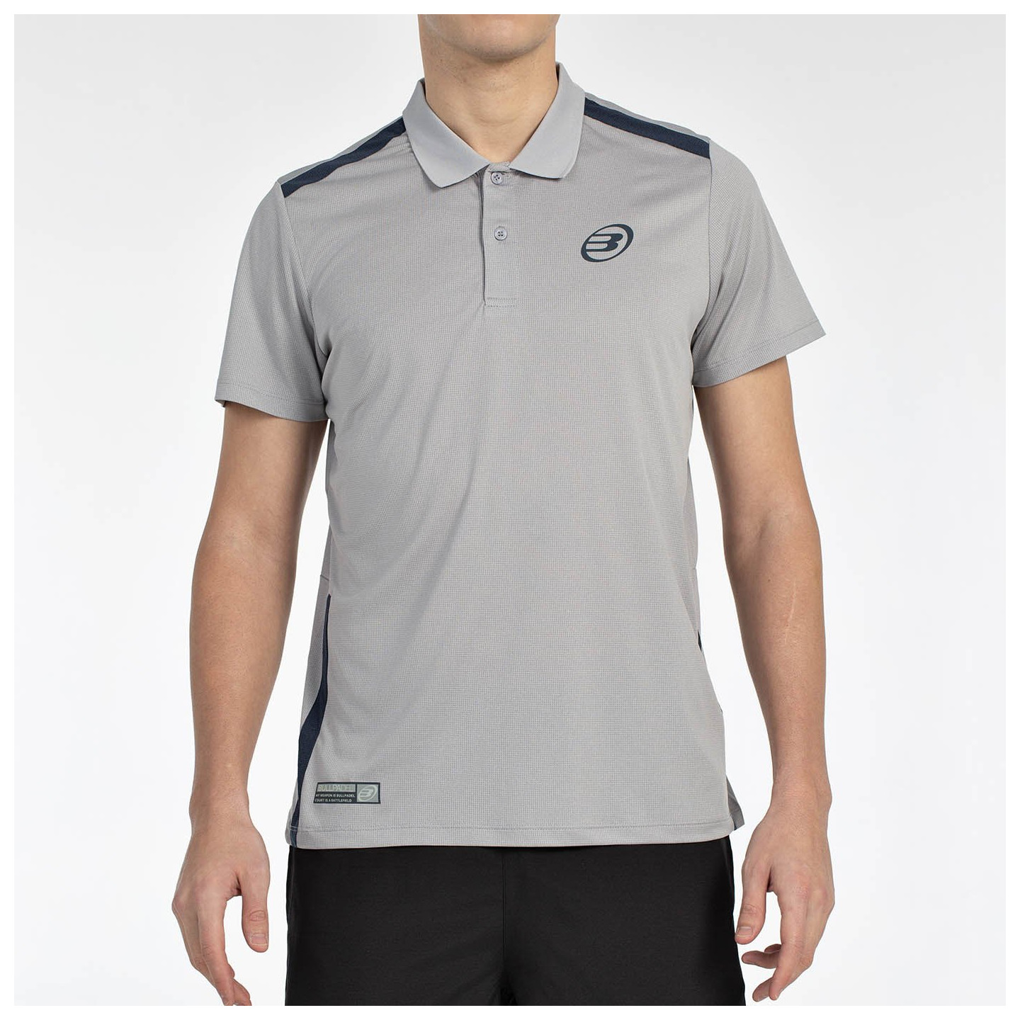 tienda de padel Madrid, tienda de padel online, tienda de padel españa, tienda de padel en linea, POLO BULLPADEL BALTO GRIS MEDI