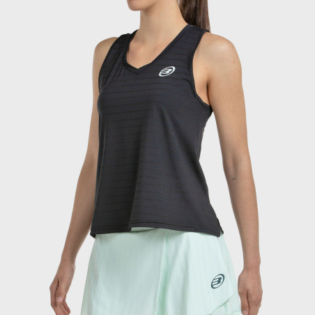 BULLPADEL ADIES T-SHIRT NERA TESSUTO BICOLORE