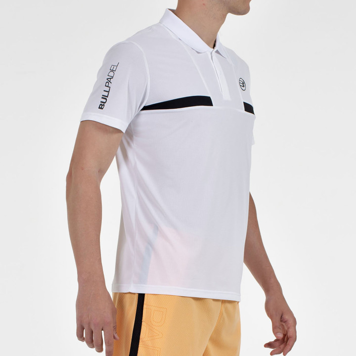 tienda de padel Madrid, tienda de padel online, tienda de padel españa, tienda de padel en linea, POLO BULLPADEL CALZADIL BLANCO